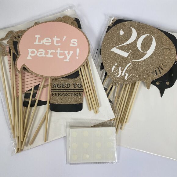 30th Birthday Photo Booth Props Funny Supplies Decorations 30 Pc Gold Black - Picture 2 of 4